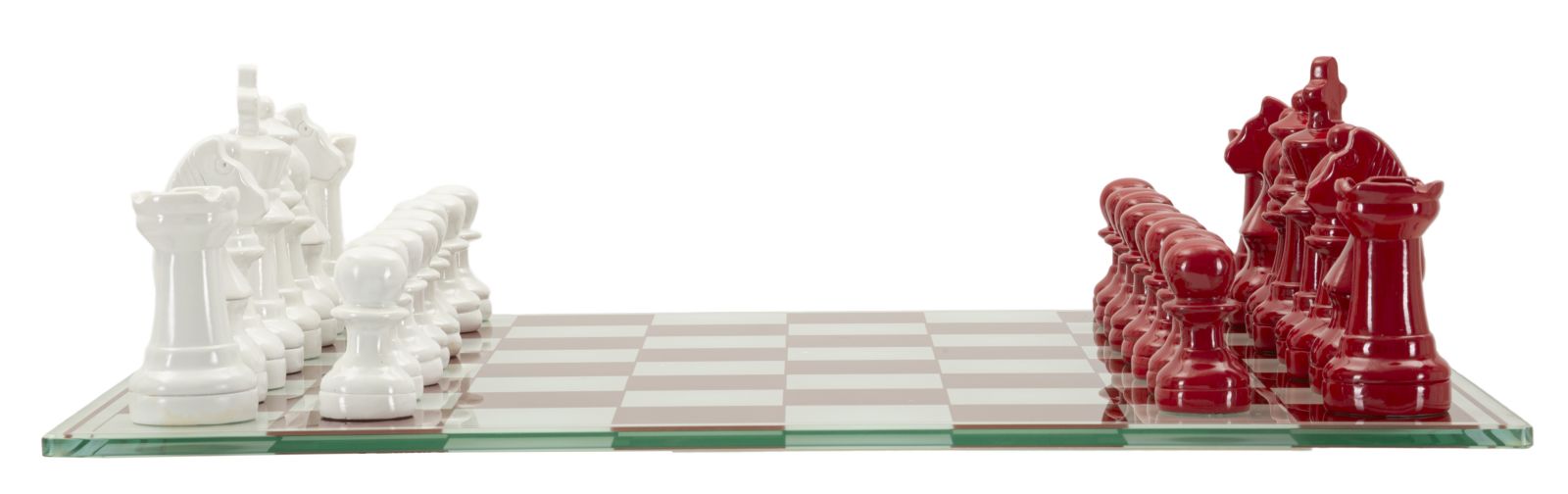 Exklusives Schachspiel Rot Weiß Glas 61x61 cm
