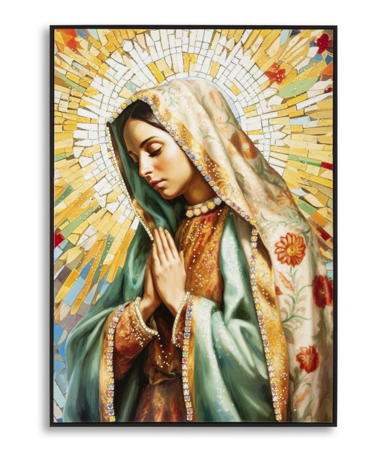 Madonna Celeste Wandbild 72x102 cm mit Kristallsteinen auf Leinwand