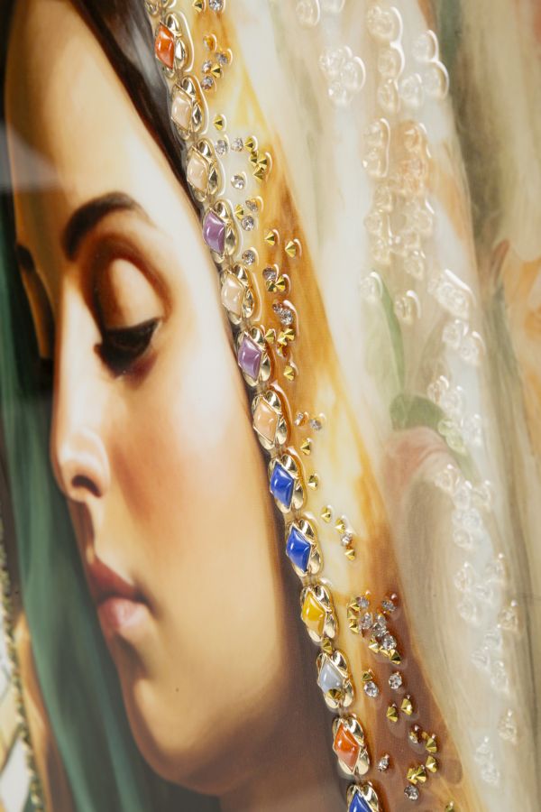 Madonna Celeste Wandbild 72x102 cm mit Kristallsteinen auf Leinwand