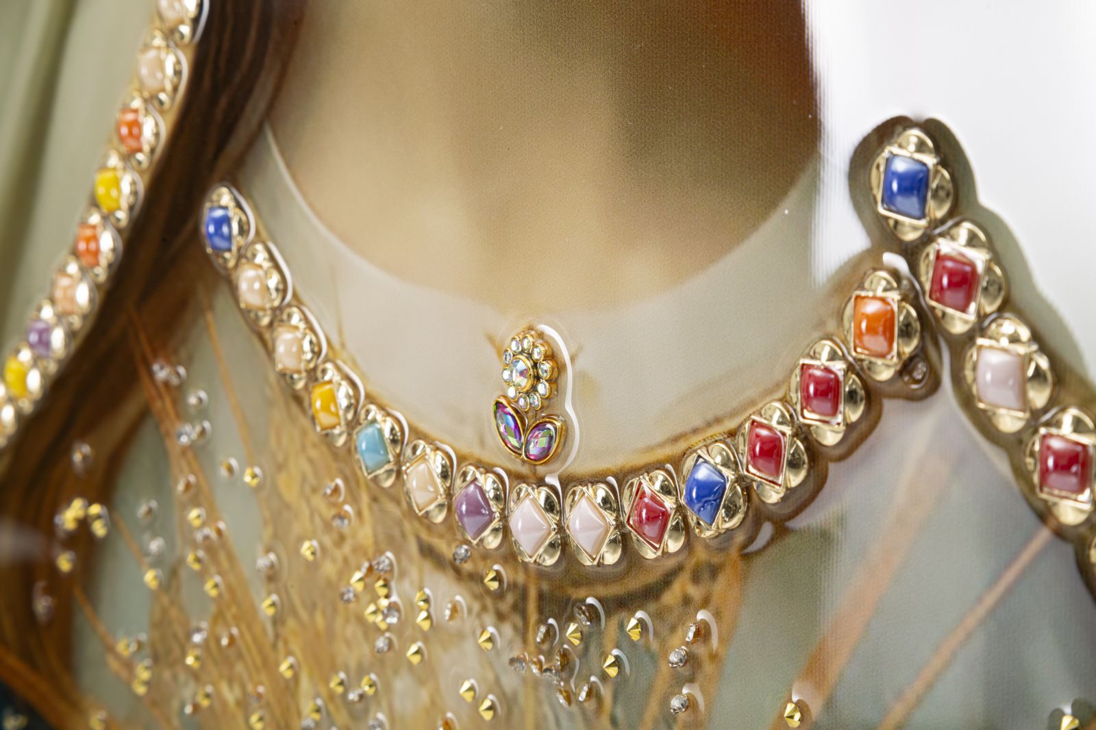 Madonna Aurelia Wandbild 72x102 cm mit Kristallsteinen und Heiligem Herz auf Leinwand