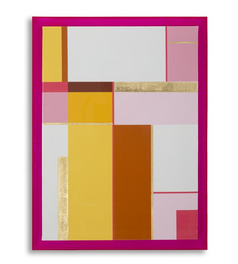 Acryl Wandkunst Laccato Pink mit Rahmen – Geometrisches Leinwandbild 60x80 cm