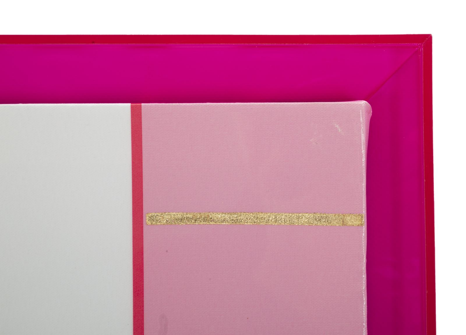 Acryl Wandkunst Laccato Pink mit Rahmen – Geometrisches Leinwandbild 60x80 cm