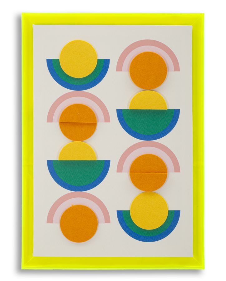 Pop Art Wandbild B mit Neonrahmen – Moderne Geometrie 50x70 cm