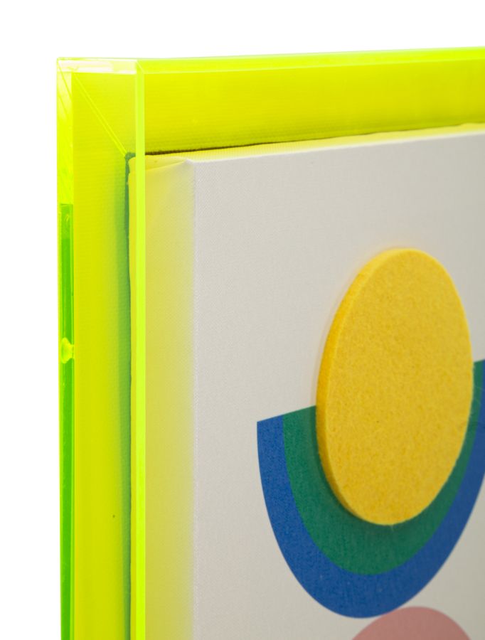 Pop Art Wandbild B mit Neonrahmen – Moderne Geometrie 50x70 cm