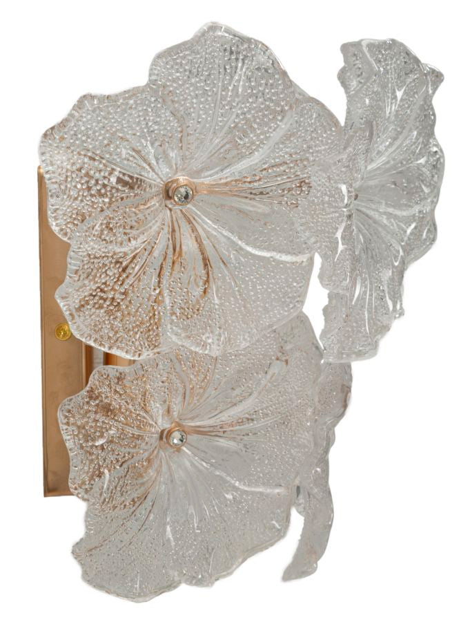 Wandleuchte Ibiscus 33x28 cm aus Metall und Glas