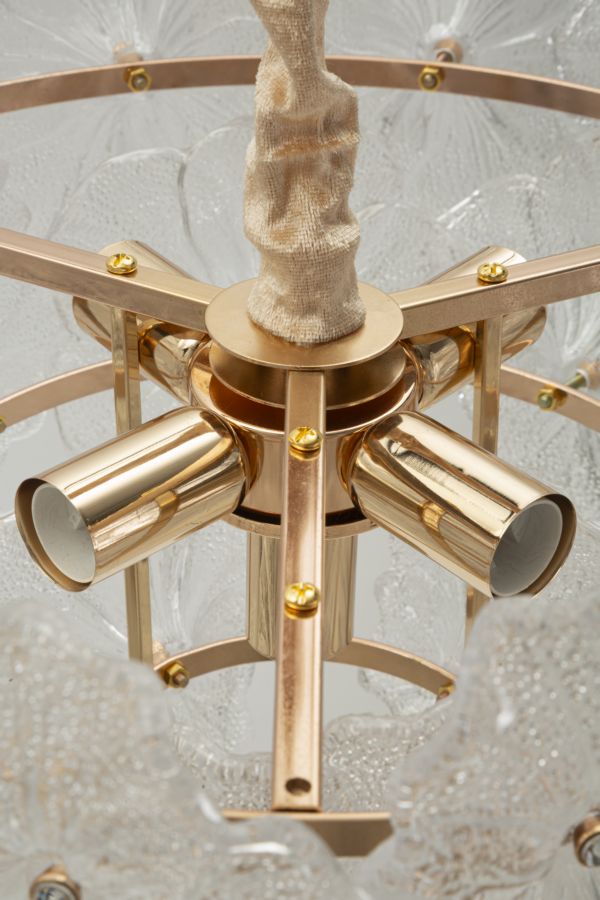 Deckenleuchte Ibiscus rund 47x73 cm aus Metall und Glas