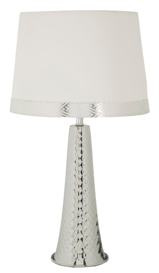 Tischlampe Tower Argento silber 30x54 cm aus Metall und Stoff