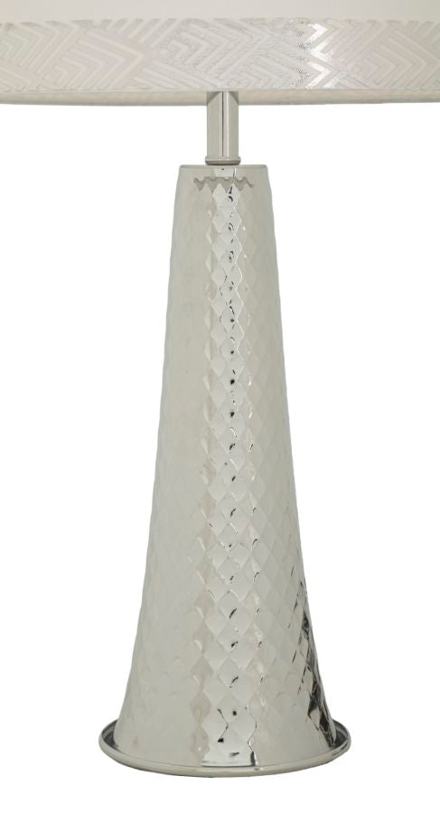 Tischlampe Tower Argento silber 30x54 cm aus Metall und Stoff