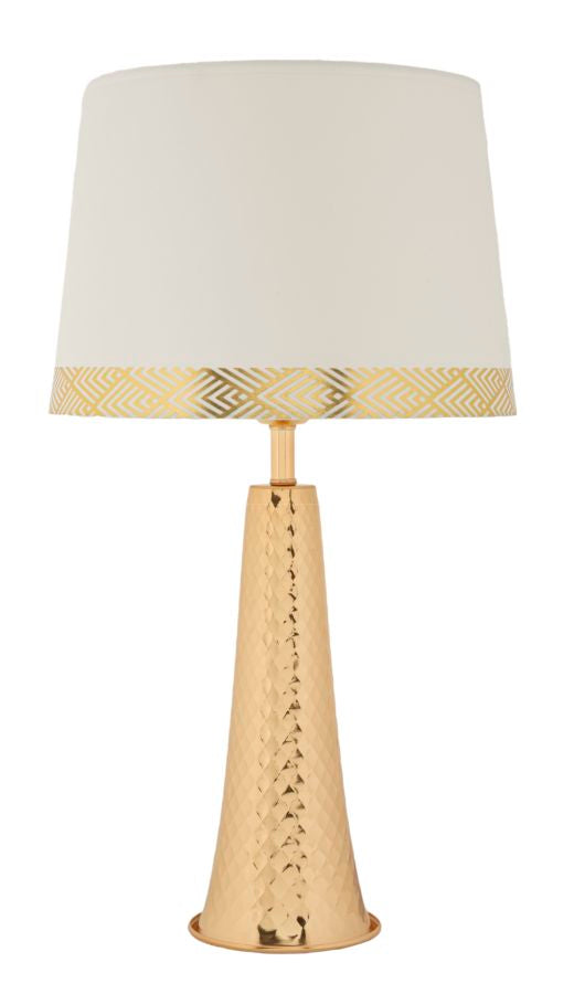 Tischlampe Tower Oro gold 30x54 cm aus Metall und Stoff