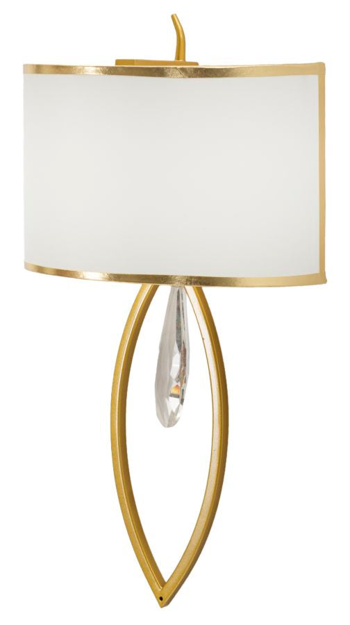 Wandleuchte Vienna 50 cm – Elegante Wandlampe mit Kristallanhänger und Goldrahmen