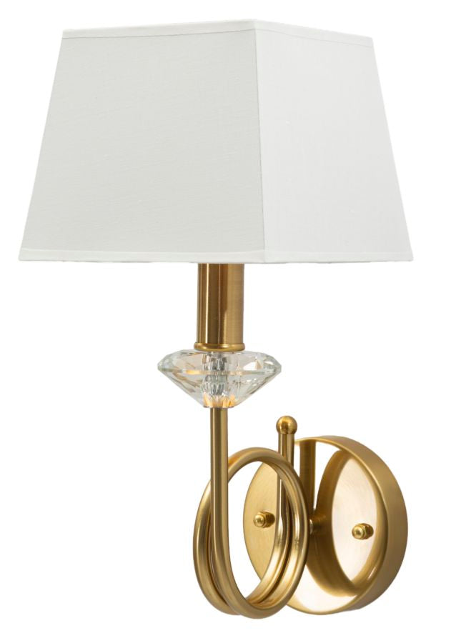 Wandleuchte Salzburg 40 cm – Edle Wandlampe mit Stoffschirm und Kristalldetail