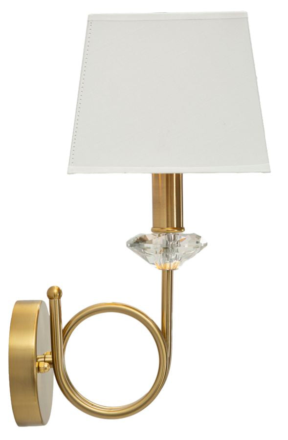 Wandleuchte Salzburg 40 cm – Edle Wandlampe mit Stoffschirm und Kristalldetail