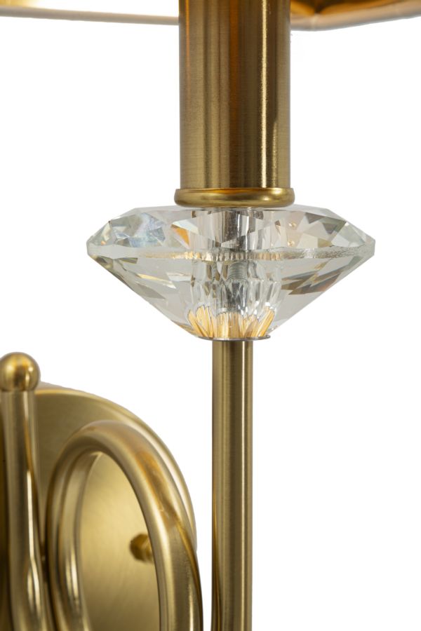 Wandleuchte Salzburg 40 cm – Edle Wandlampe mit Stoffschirm und Kristalldetail