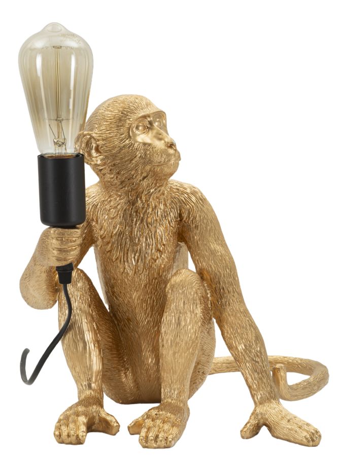 Tafellamp Aap Goud 33cm Zittende aapfiguur van kunsthars lamp