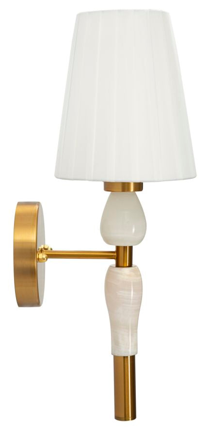 Wandleuchte Budapest 46 cm Gold mit Stoffschirm – Elegant & Modern