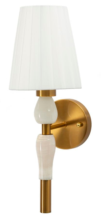 Wandleuchte Budapest 46 cm Gold mit Stoffschirm – Elegant & Modern