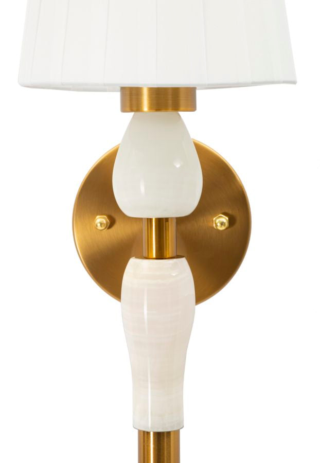 Wandleuchte Budapest 46 cm Gold mit Stoffschirm – Elegant & Modern