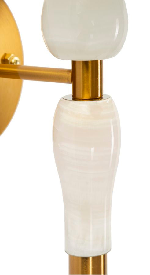 Wandleuchte Budapest 46 cm Gold mit Stoffschirm – Elegant & Modern