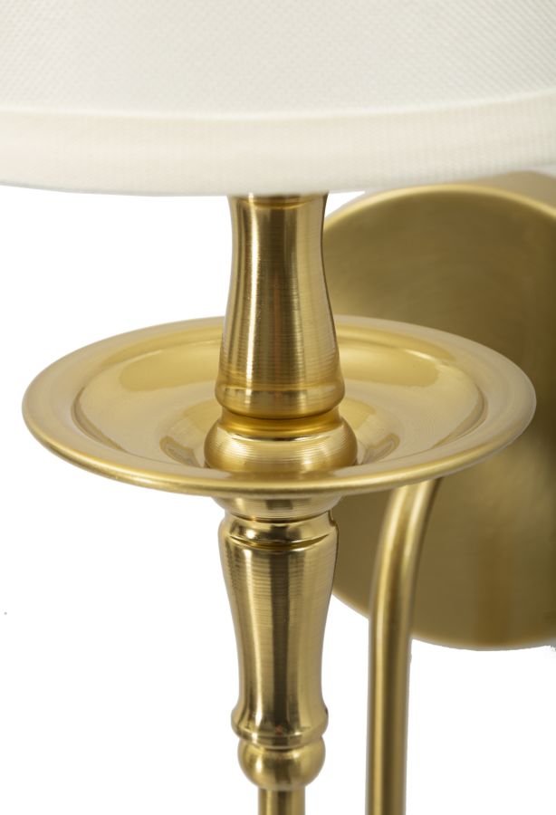 Wandleuchte Bucarest 38cm Stoffschirm Gold Modern
