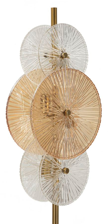 Stehlampe Osaka 164cm Glas Metall Gold Designlampe Modern Glam