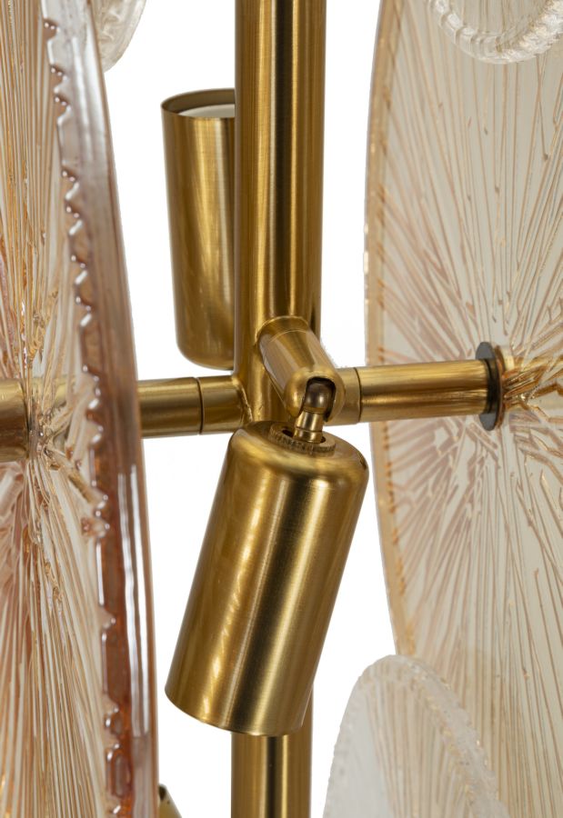 Stehlampe Osaka 164cm Glas Metall Gold Designlampe Modern Glam