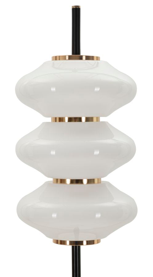 Stehlampe Vintage 168cm Glas Metall Rund Retro Designlampe Gold