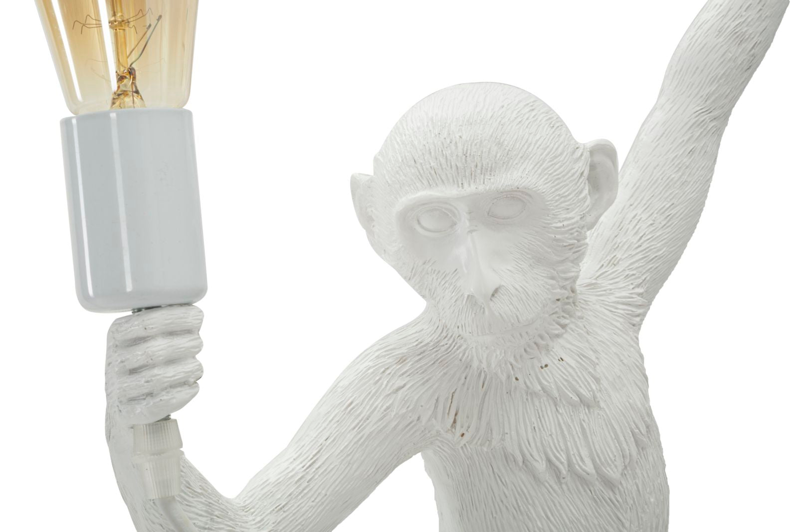 Wandleuchte Monkey Weiß 64cm Affenfigur Lampe Aus Kunstharz Wandlampe