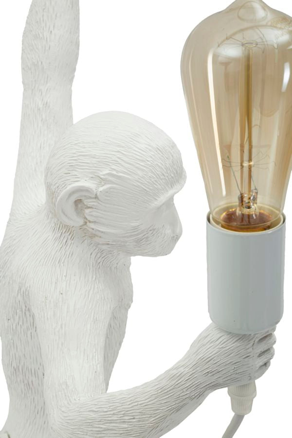 Wandleuchte Monkey Weiß 64cm Affenfigur Lampe Aus Kunstharz Wandlampe