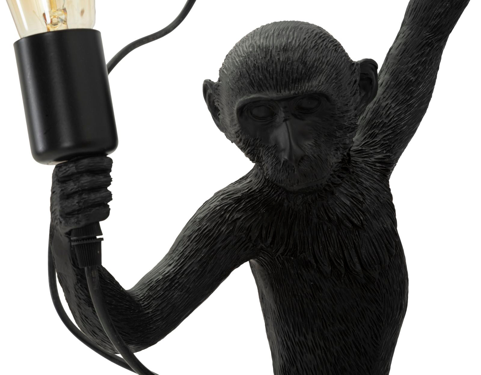 Wandleuchte Monkey Schwarz 64cm Affenfigur Lampe Aus Kunstharz Wandlampe