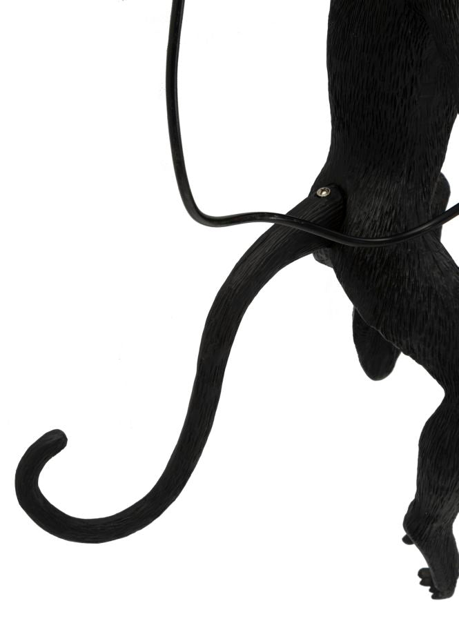 Wandleuchte Monkey Schwarz 64cm Affenfigur Lampe Aus Kunstharz Wandlampe