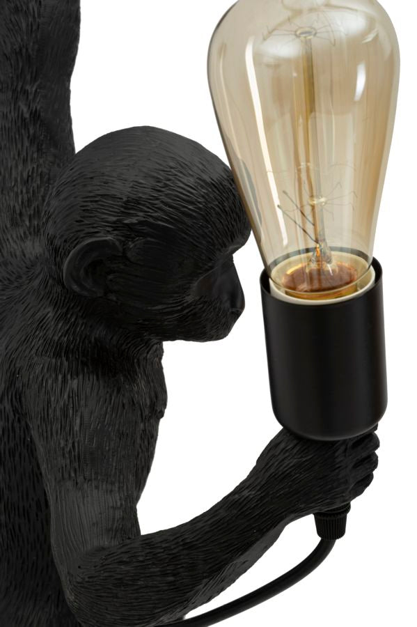 Wandleuchte Monkey Schwarz 64cm Affenfigur Lampe Aus Kunstharz Wandlampe