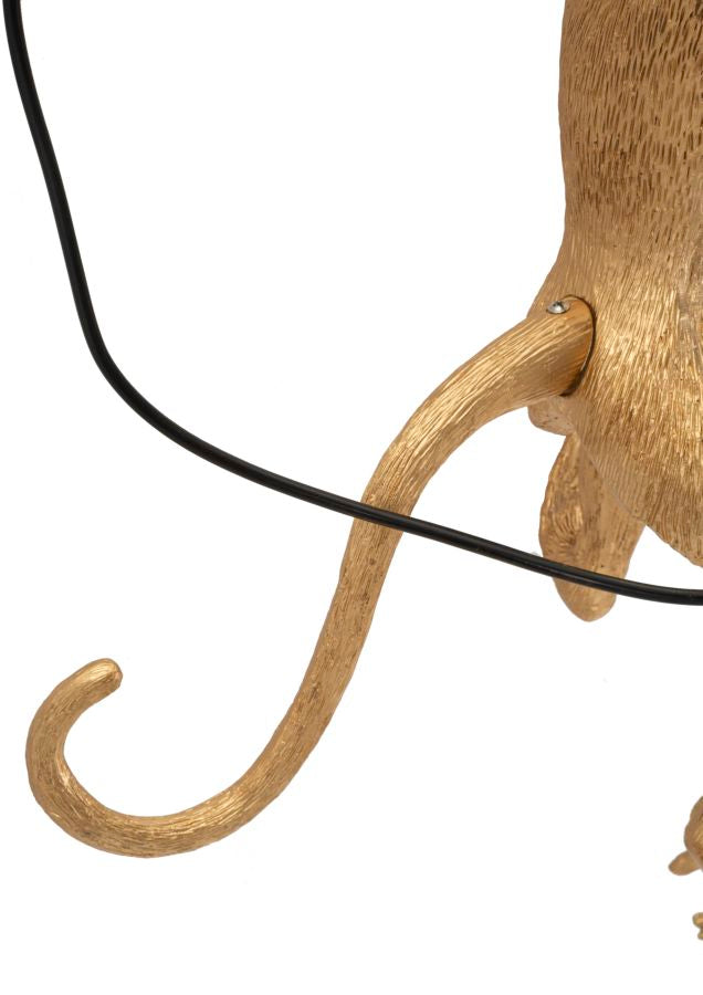 Wandleuchte Monkey Gold 64cm Affenfigur Lampe Aus Kunstharz Wandlampe