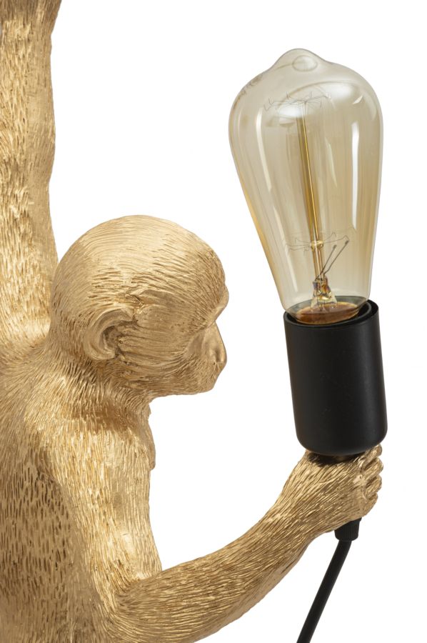 Wandleuchte Monkey Gold 64cm Affenfigur Lampe Aus Kunstharz Wandlampe