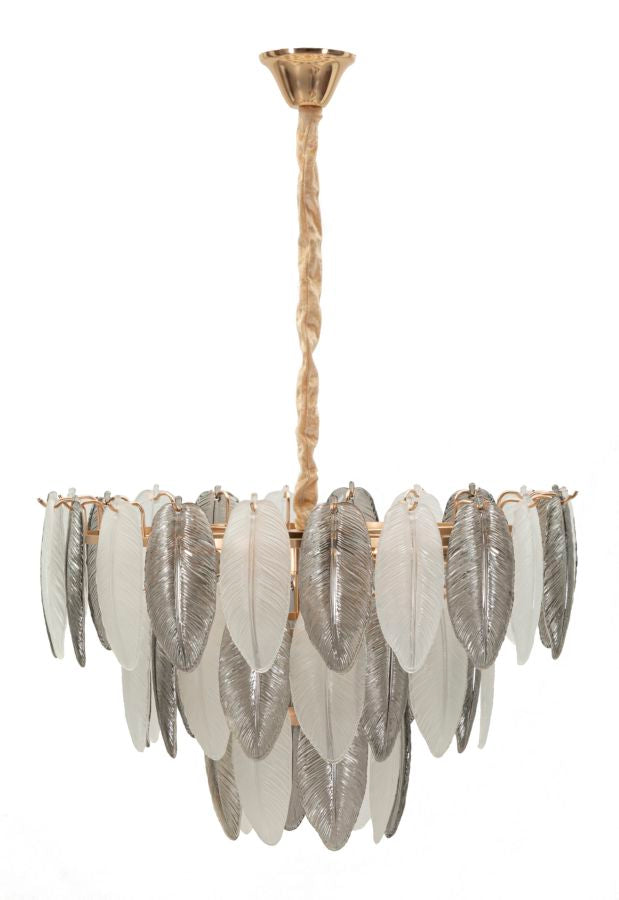 Deckenleuchte Leafy rund 60x87 cm aus Metall und Glas