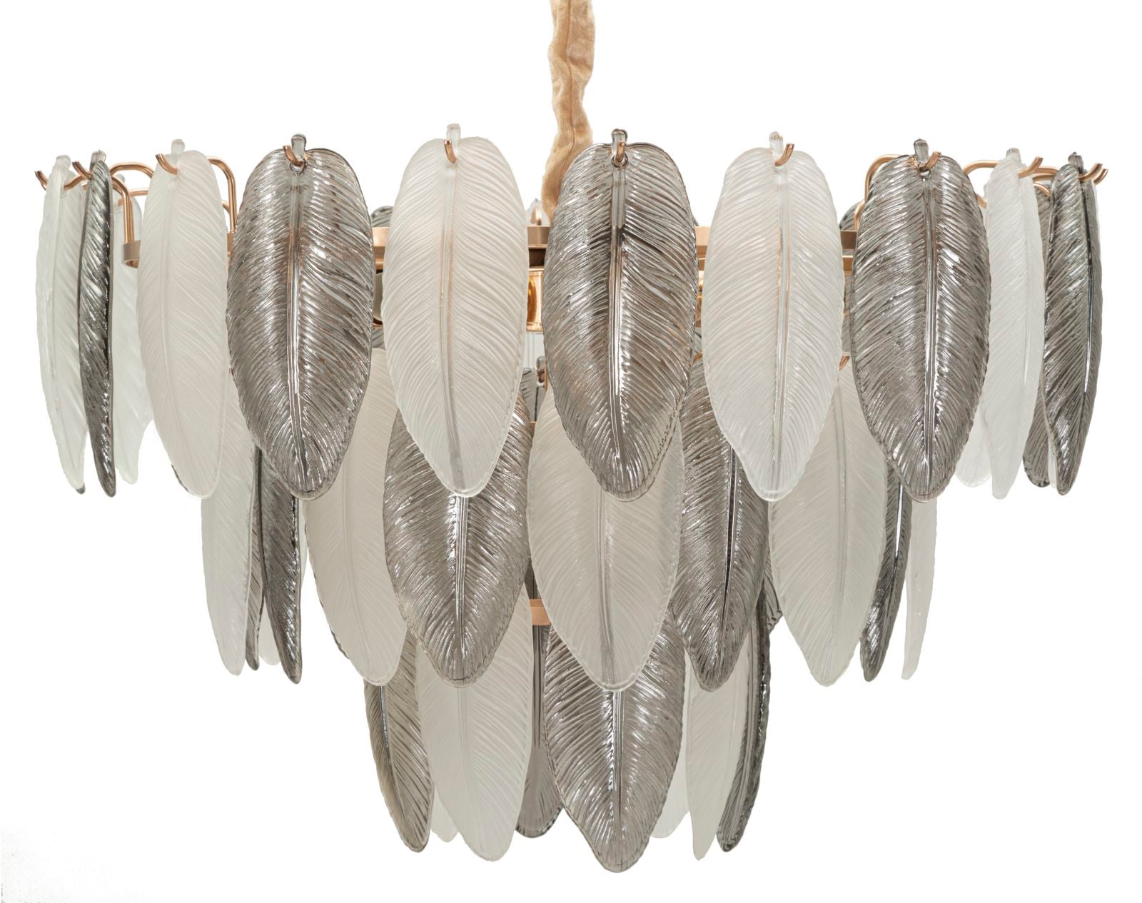 Deckenleuchte Leafy rund 60x87 cm aus Metall und Glas