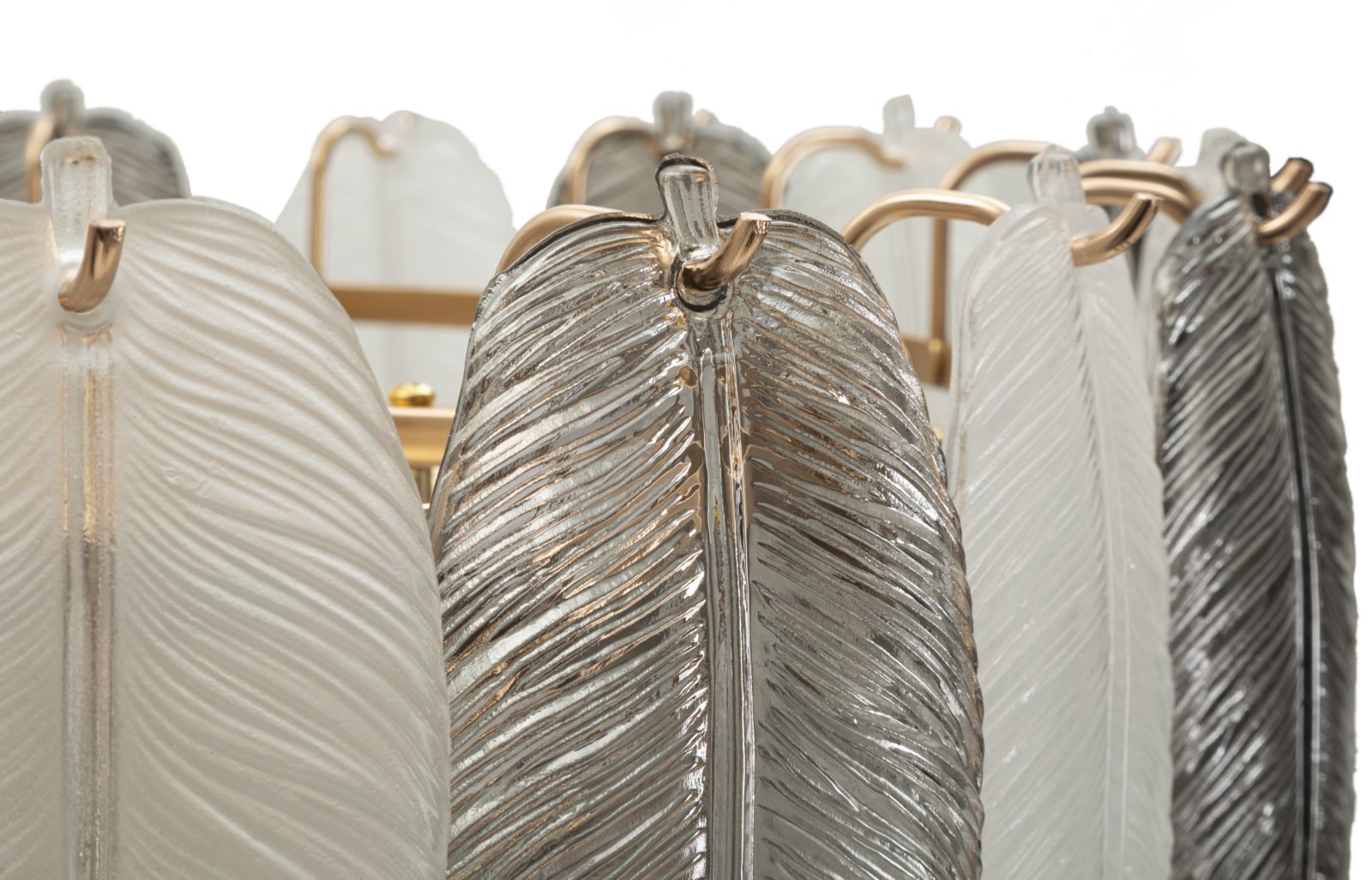 Deckenleuchte Leafy rund 60x87 cm aus Metall und Glas