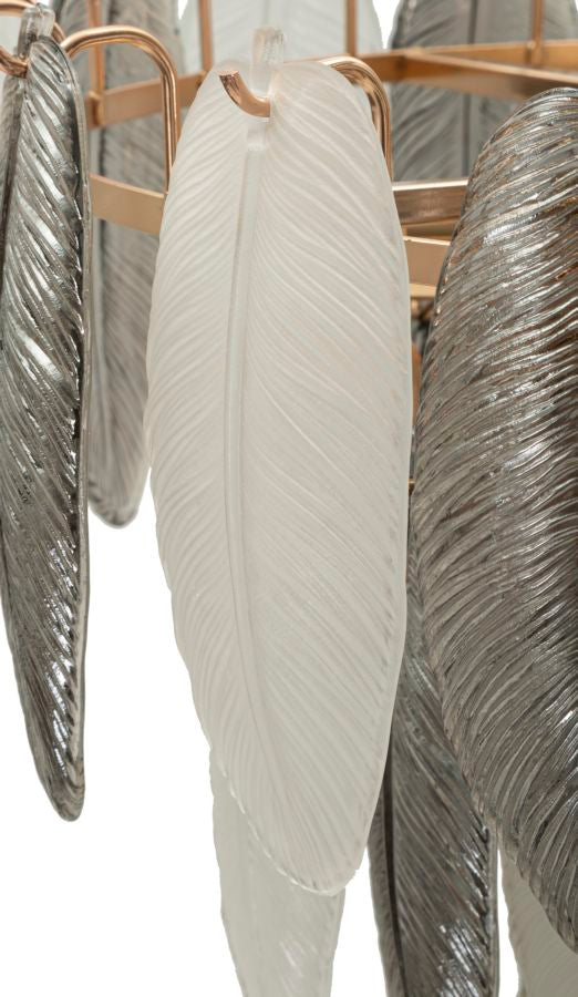 Deckenleuchte Leafy rund 60x87 cm aus Metall und Glas