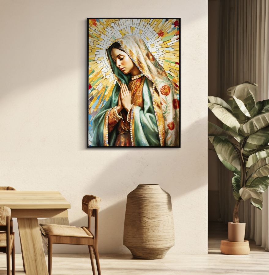 Madonna Celeste Wandbild 72x102 cm mit Kristallsteinen auf Leinwand
