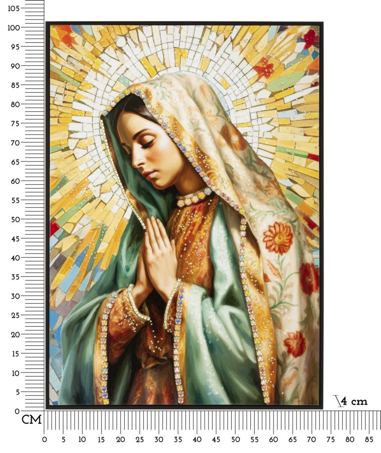 Madonna Celeste Wandbild 72x102 cm mit Kristallsteinen auf Leinwand