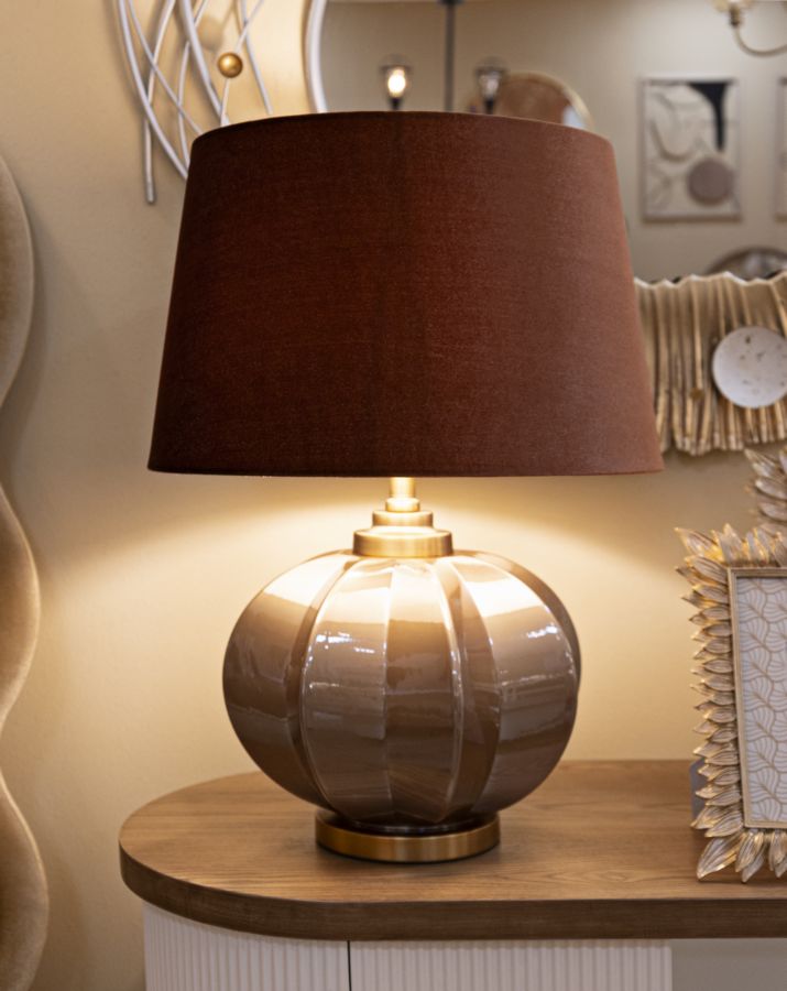 Tischlampe Praga A 40x57 cm aus Metall Glas Stoff