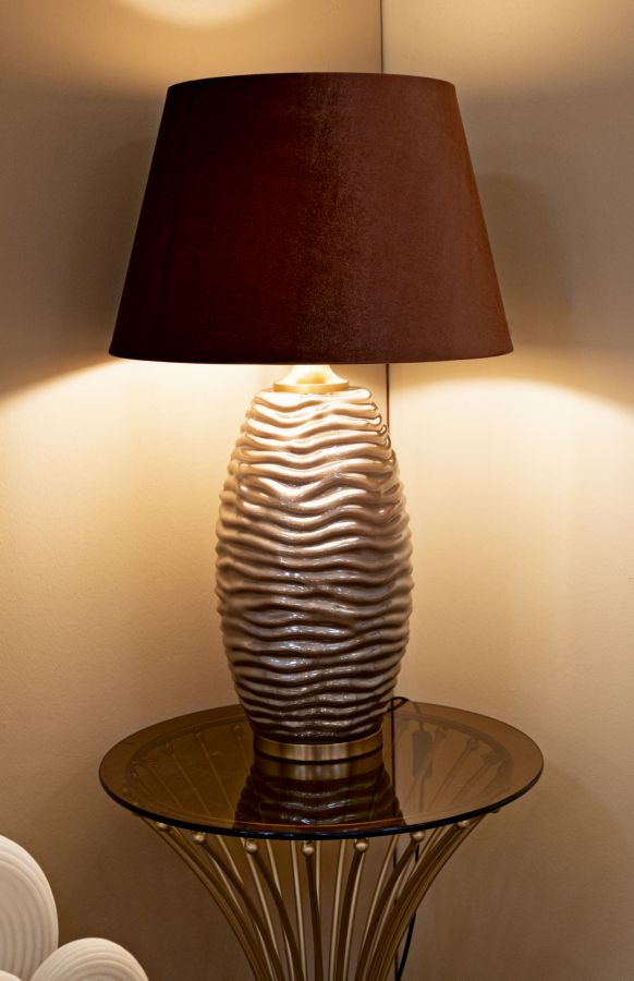 Tischlampe Praga B 45x79 cm aus Metall Glas Stoff