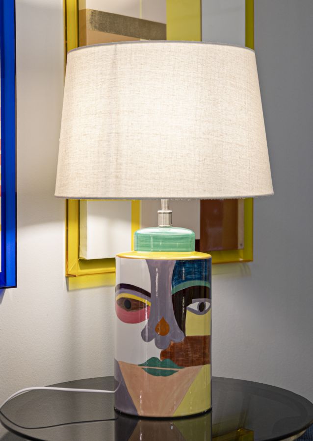 Tischlampe Piccassy Color 40x65 cm aus Keramik Metall Stoff