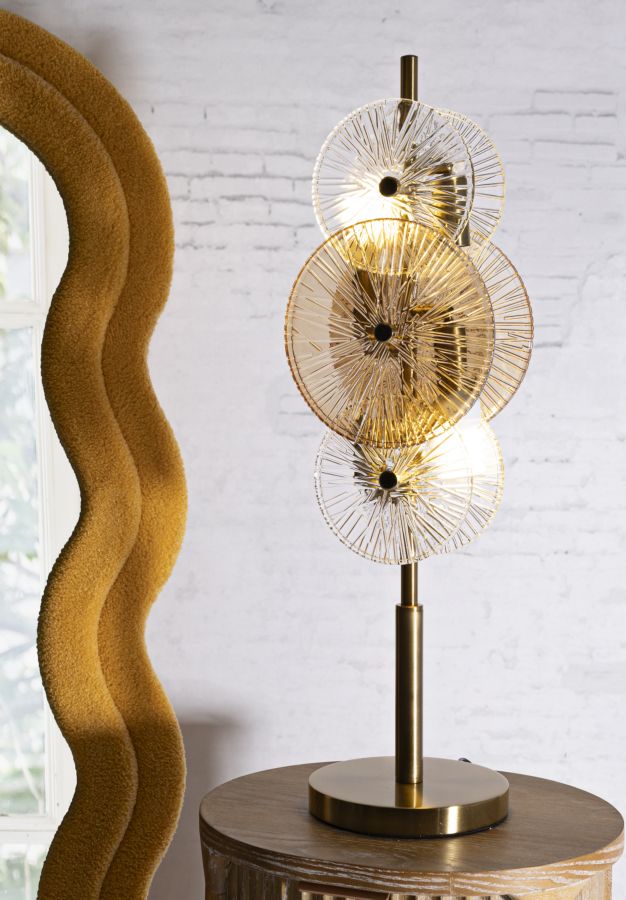 Tischlampe Osaka 66cm Glas Metall Gold Modern Designlampe Glam