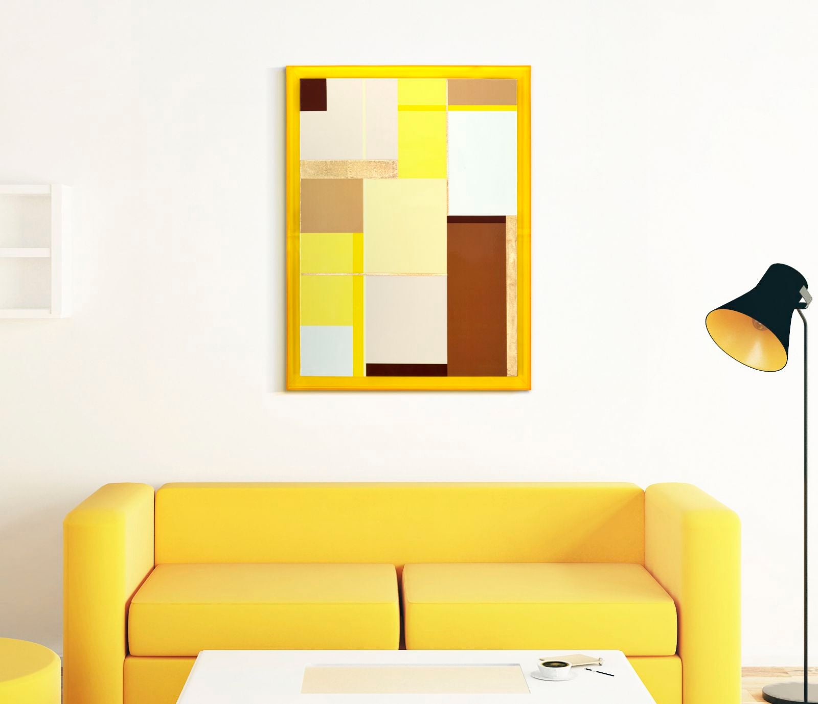 Acryl Wandkunst Laccato A mit Rahmen – Geometrisches Leinwandbild 60x80 cm