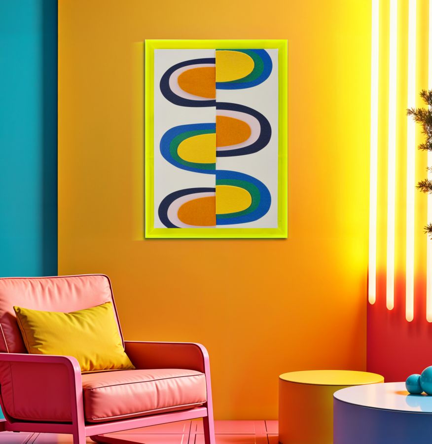 Pop Art Wandbild mit Neonrahmen – Modernes Design 50x70 cm