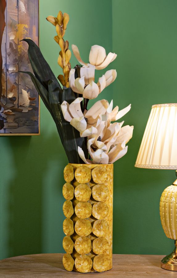 Metall Vase Drop Goldoptik Dekoobjekt 33 cm Glam Stil