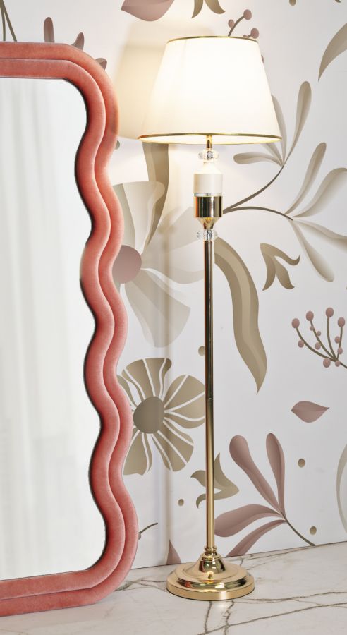 Stehlampe Gipsy rund 40x160 cm aus Metall Glas Stoff