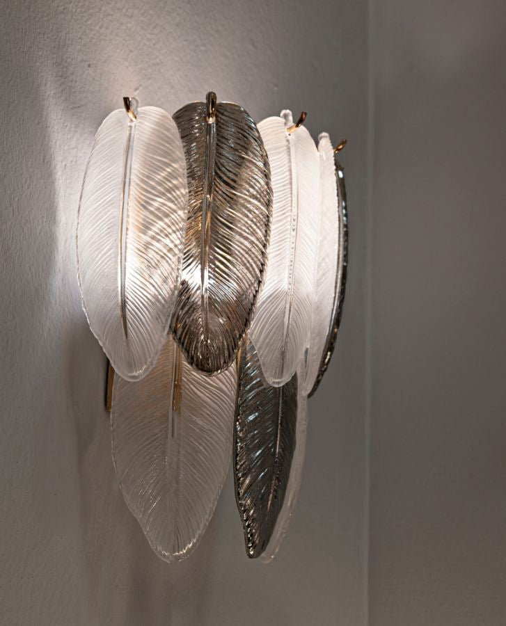 Wandleuchte Leafy 24x29 cm aus Metall und Glas