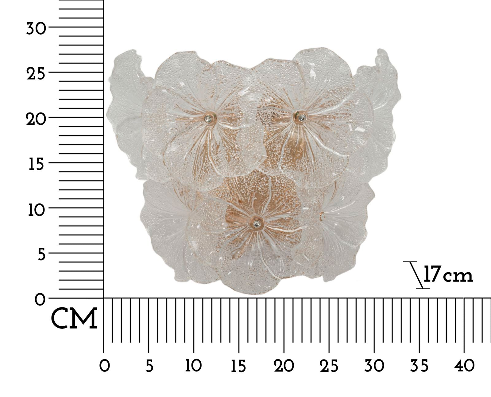 Wandleuchte Ibiscus 33x28 cm aus Metall und Glas