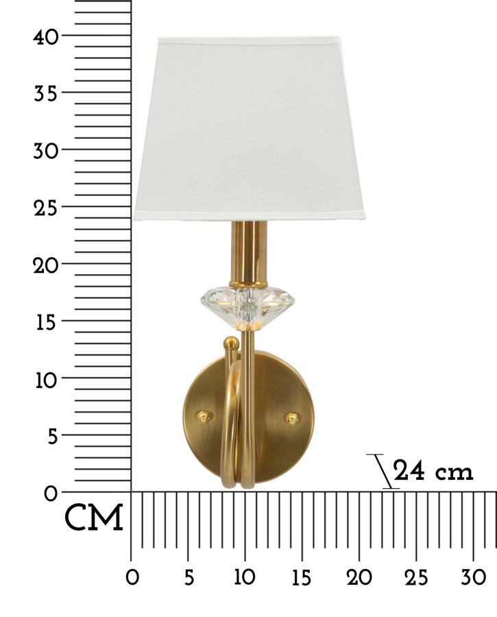 Wandleuchte Salzburg 40 cm – Edle Wandlampe mit Stoffschirm und Kristalldetail